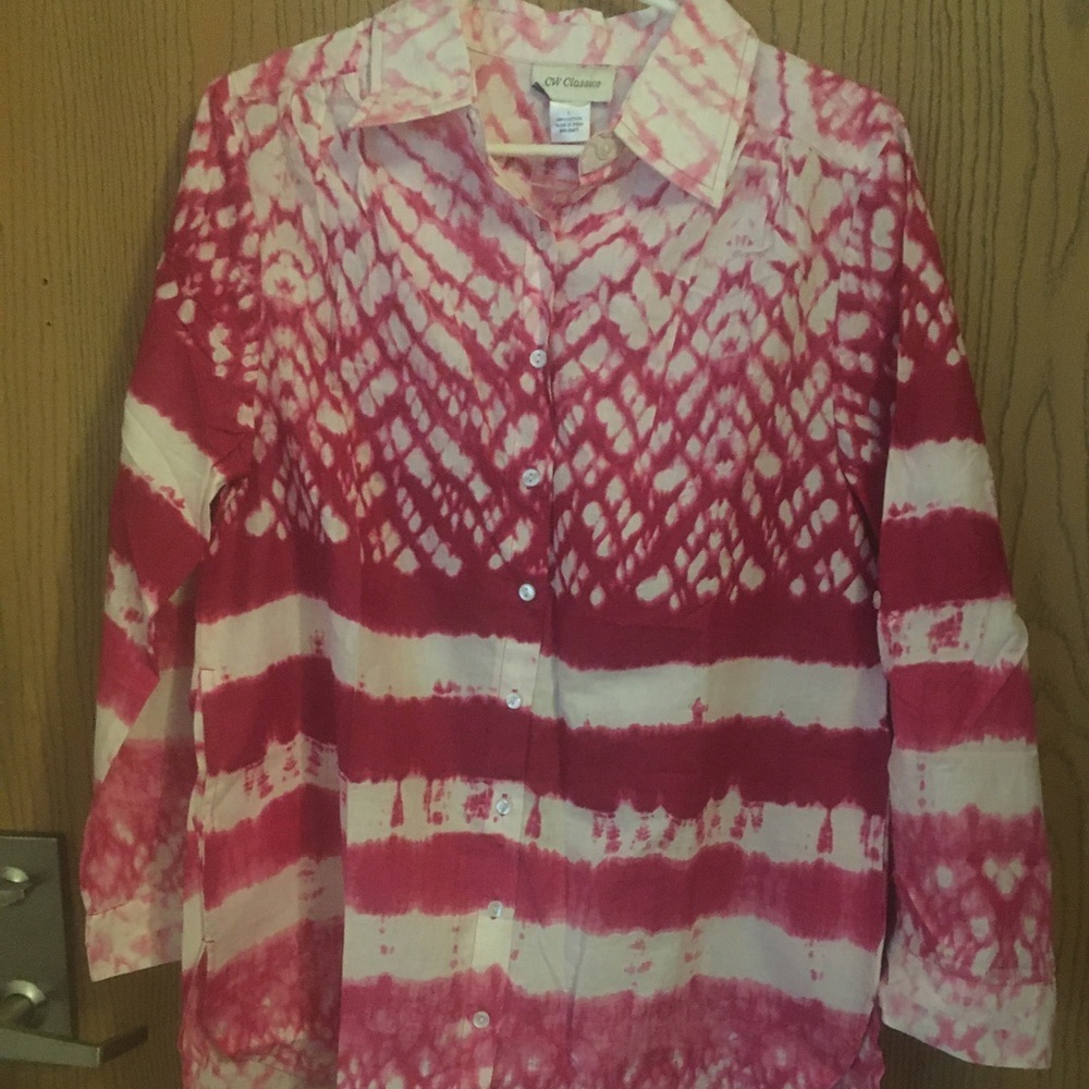 CW classics pink dye long sleeve shirt size large A-4